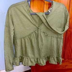 Green babydoll long sleeve